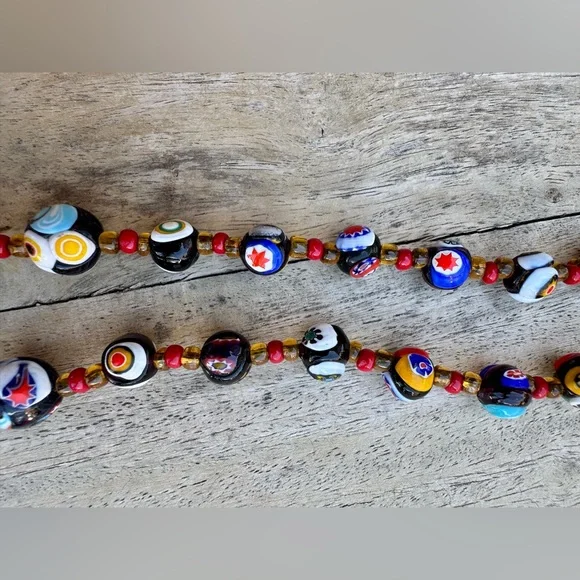 VINTAGE ITALIAN MURANO VENETIAN MILLEFIORI MORETTI GLASS BEAD NECKLACE - Picture 12 of 16